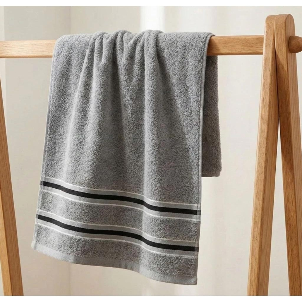👍凱美浴巾｜ MIT台灣製 深色黑邊條紋浴巾 頂級12兩超厚實 純棉緞檔設計-細節圖8