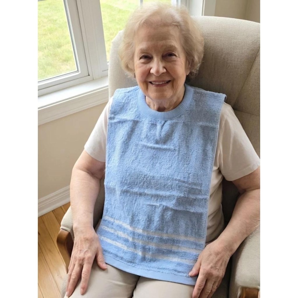 凱美棉業｜MIT台灣製 28兩厚實 純棉透氣成人圍兜/口水巾 精緻帶緞素色款 隨機出色-細節圖2