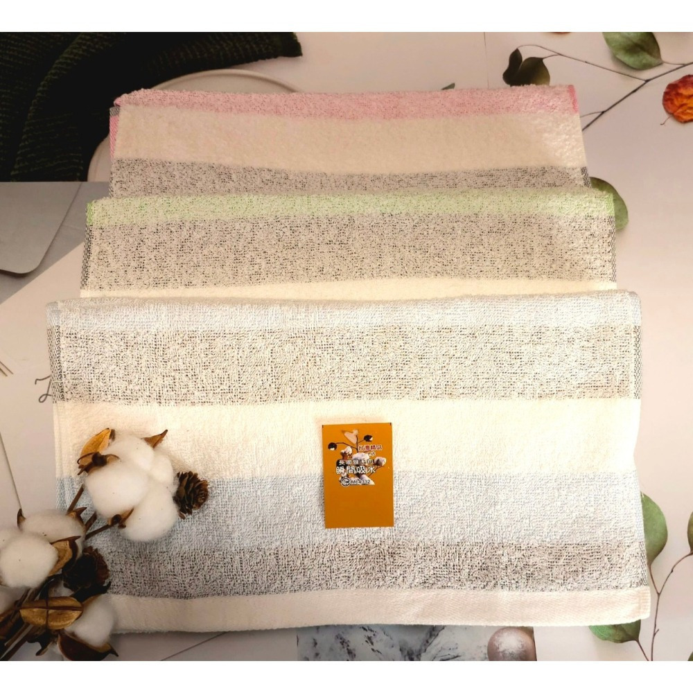 👍凱美棉業｜ MIT台灣製 精緻粗橫條紋28兩厚實抗菌竹炭毛巾-細節圖6