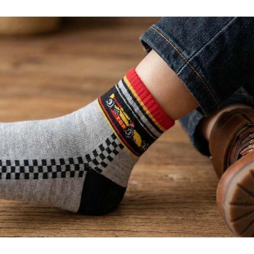 凱美棉襪｜MIT台灣製造純棉賽車童襪 F1賽車三色 18-22CM 凱美棉業-細節圖2