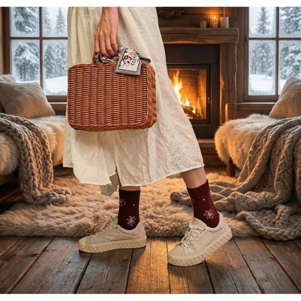 👍凱美棉業｜冬日必備🔥（女款）精緻保暖毛襪 防寒襪 保暖襪 毛襪 長襪 冬天襪-質感雛菊款-細節圖4