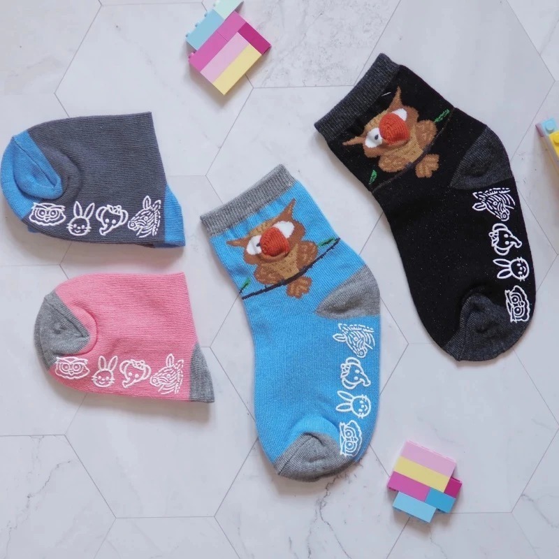 👍凱美棉業｜十二雙組 MIT台灣製 抗菌消臭童襪 可愛立體造型襪-貓頭鷹 13-15cm-細節圖2