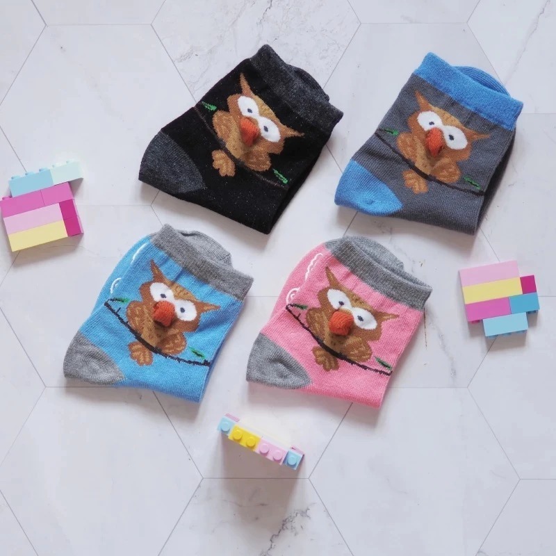 👍凱美棉業｜十二雙組 MIT台灣製 抗菌消臭童襪 可愛立體造型襪-貓頭鷹 13-15cm-細節圖6