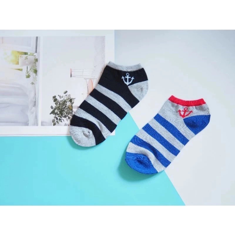 👍凱美棉業｜十二雙組 MIT台灣製 純棉船型童襪船錨造型款17-21cm-細節圖3
