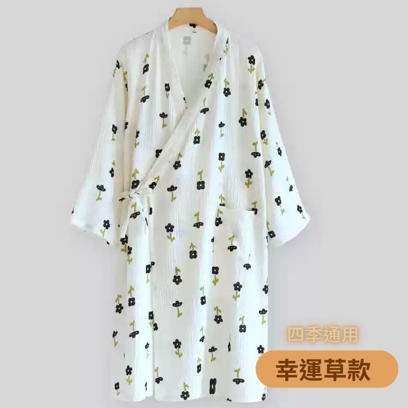 👍凱美棉業｜日式睡袍女雙層紗布純棉睡衣短袖浴袍汗蒸服甜美可愛家居服可外穿-規格圖10