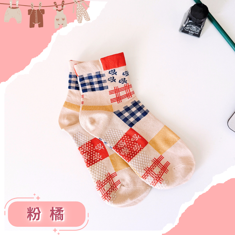 👍凱美棉襪業｜ MIT台灣製造 英倫玫瑰純棉止滑襪 22-26cm 凱美棉業-細節圖5