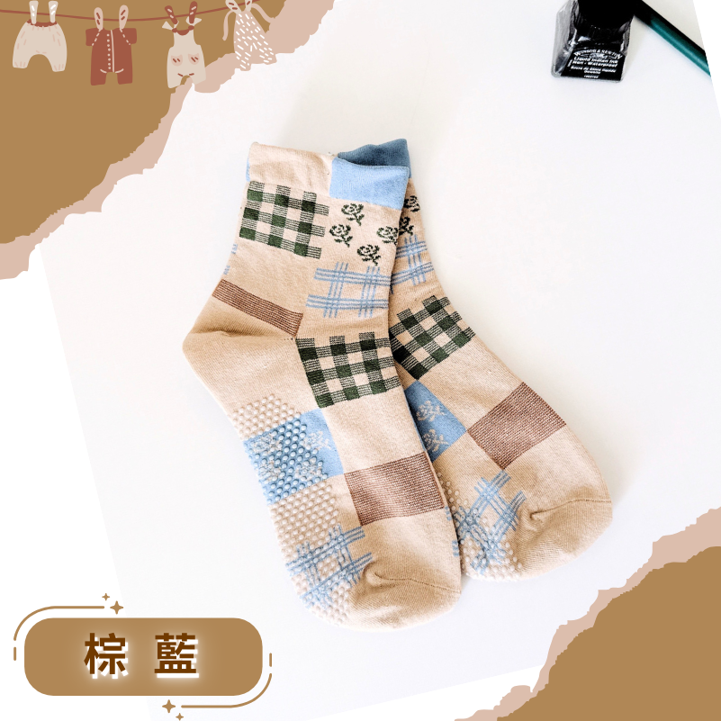 👍凱美棉襪業｜ MIT台灣製造 英倫玫瑰純棉止滑襪 22-26cm 凱美棉業-細節圖6