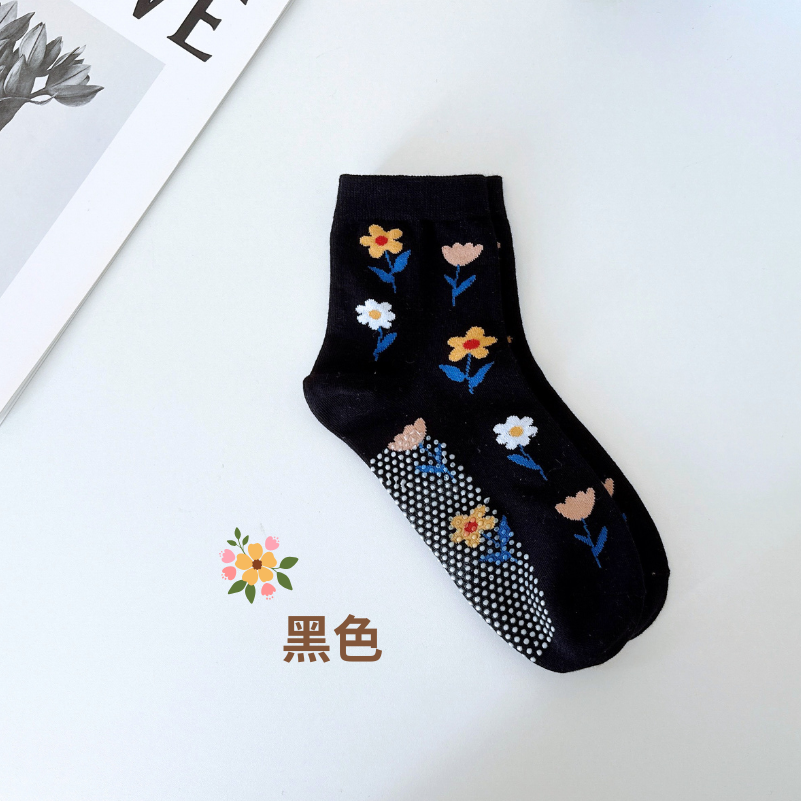 👍 凱美棉襪業｜MIT台灣製造 花朵中筒止滑襪 22-26cm 凱美棉業-細節圖8