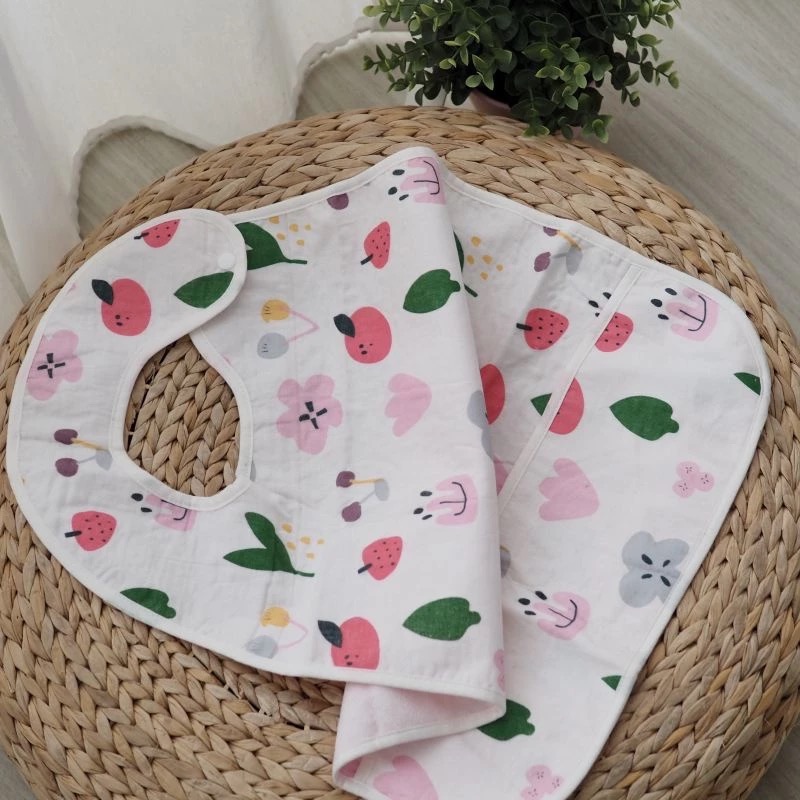 👍凱美棉業｜頂級大人純棉紗布防水圍兜 貼心設計 精緻品質 細緻印花-細節圖6