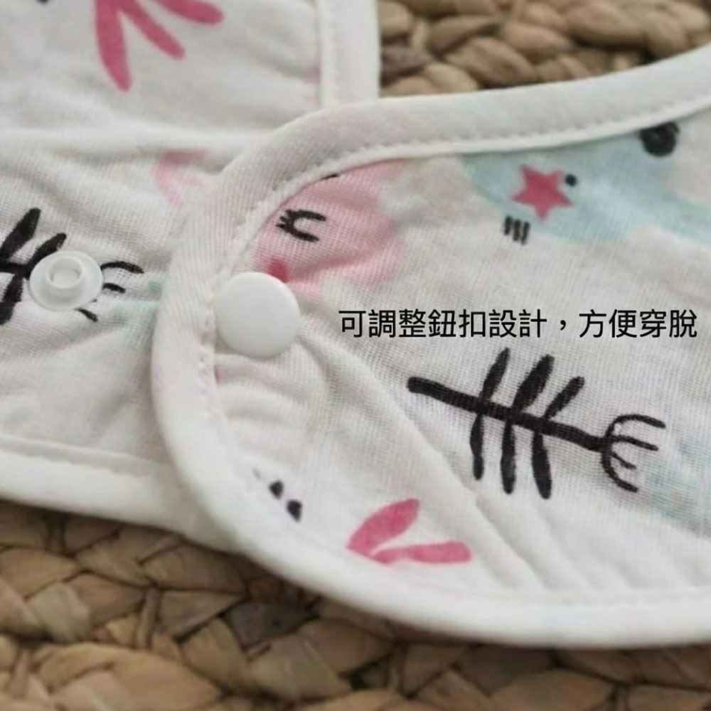 凱美棉業【台灣設計】成人純棉紗布防水圍兜 雙面吸水防漏食物袋 長輩銀髮/居家照護進食圍裙 頂級多層結構 療癒系印花-細節圖4