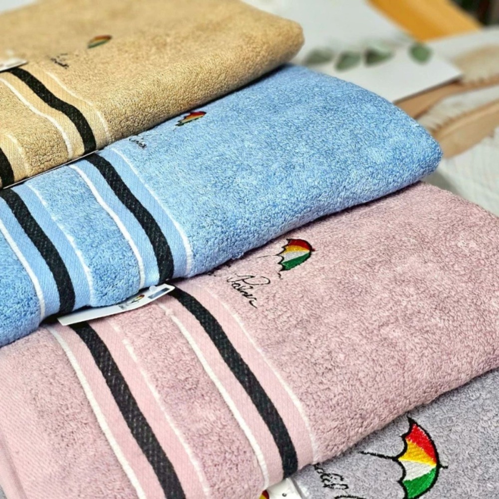 雙11買一送一11/1-11/30👍凱美棉業｜ MIT台灣製 雨傘牌 LOGO浴巾 經典條紋款 純棉浴巾 品牌授權-細節圖7