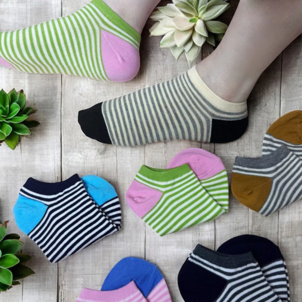 👍凱美棉業｜MIT台灣製 純棉撞色條紋短襪 百搭款 經典條紋 22-26cm-細節圖4