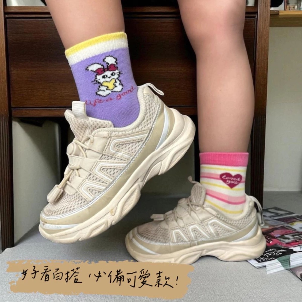 👍凱美棉業｜純棉止滑童襪 甜美可愛款 MIT台灣製造 愛心兔兔童襪 女童襪 可愛童襪 13-16cm-細節圖5