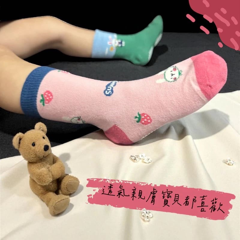 👍凱美棉業｜純棉止滑童襪 小花兔兔款 可愛女童襪 兔兔童襪 小花童襪 13-16cm-細節圖5