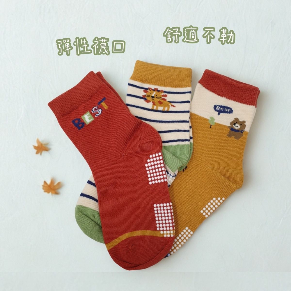 👍凱美棉業｜純棉止滑童襪 動物好朋友款 動物童襪 卡通童襪 可愛襪 男童女童襪 9-13cm/17-21cm-細節圖3
