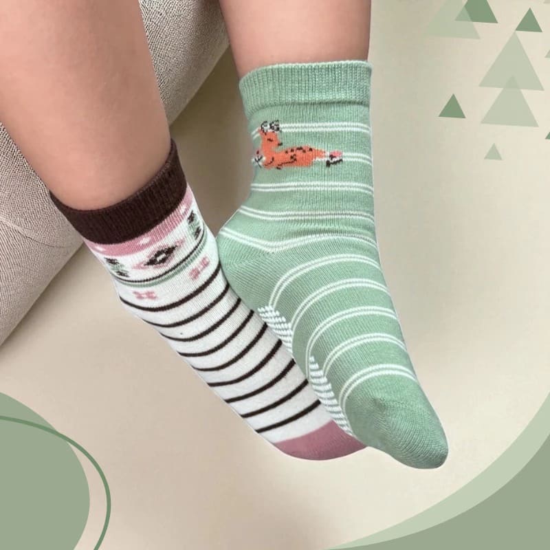 👍凱美棉業｜純棉止滑童襪 森林萌寵款 動物童襪 卡通童襪 可愛襪 男童女童襪 13-16cm-細節圖3