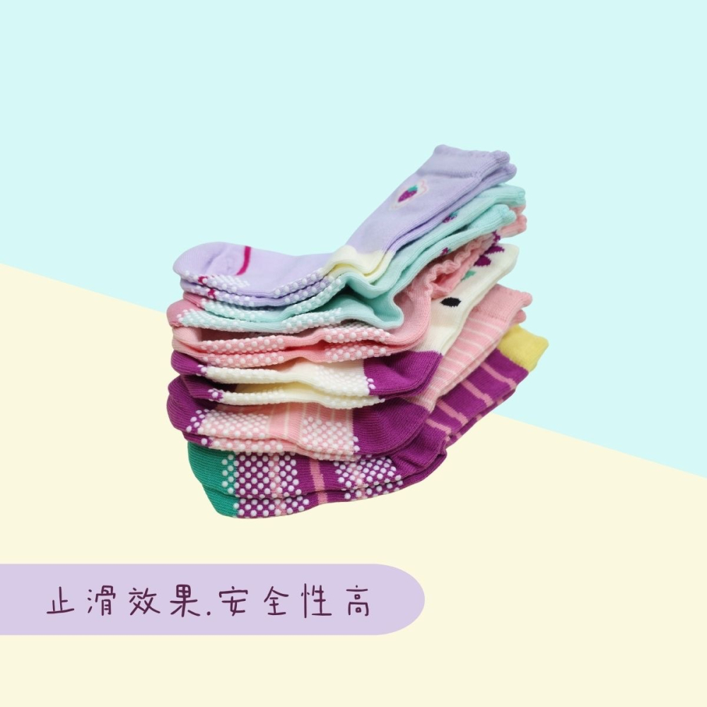👍凱美棉業｜純棉止滑童襪 粉嫩可愛款 動物童襪 卡通童襪 可愛襪 女童襪 兔兔 小花 水果圖案 9-13cm-細節圖5