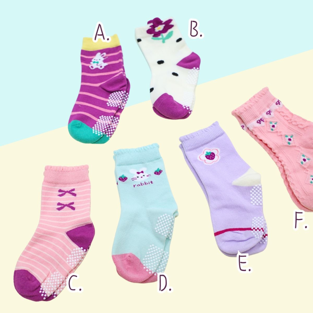 👍凱美棉業｜純棉止滑童襪 粉嫩可愛款 動物童襪 卡通童襪 可愛襪 女童襪 兔兔 小花 水果圖案 9-13cm-細節圖6