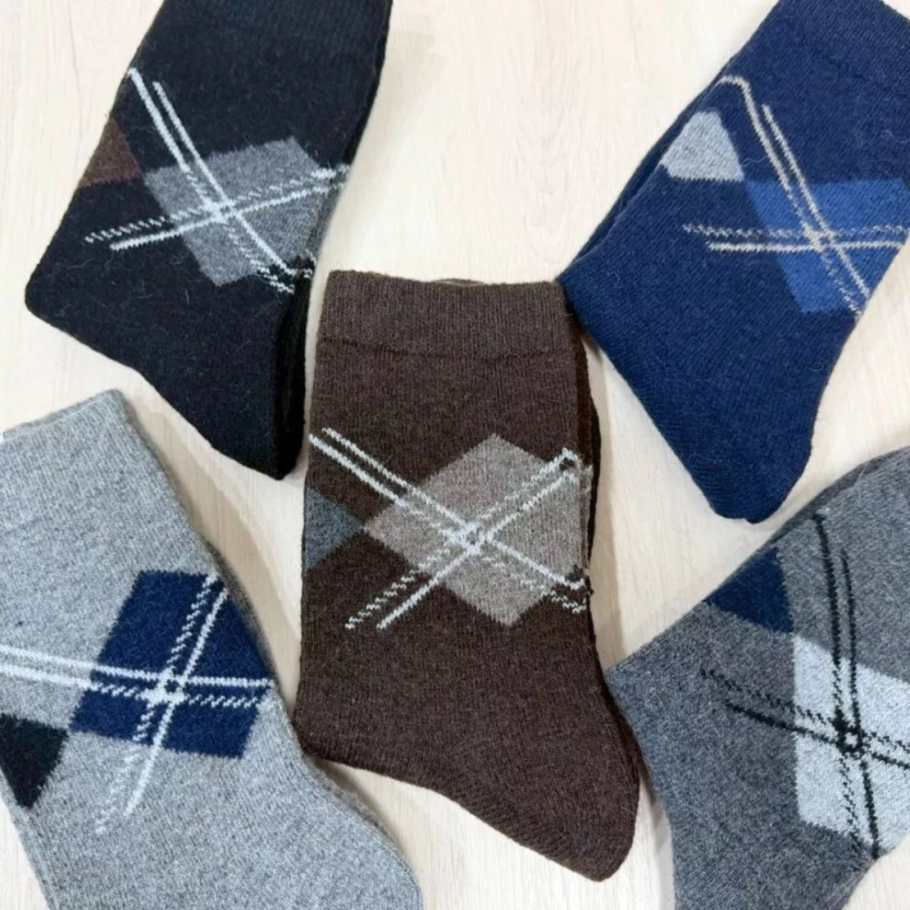 👍凱美棉業｜冬日必備🔥（男款）精緻保暖毛襪 防寒襪 保暖襪 毛襪 長襪 冬天襪-格紋款-細節圖6