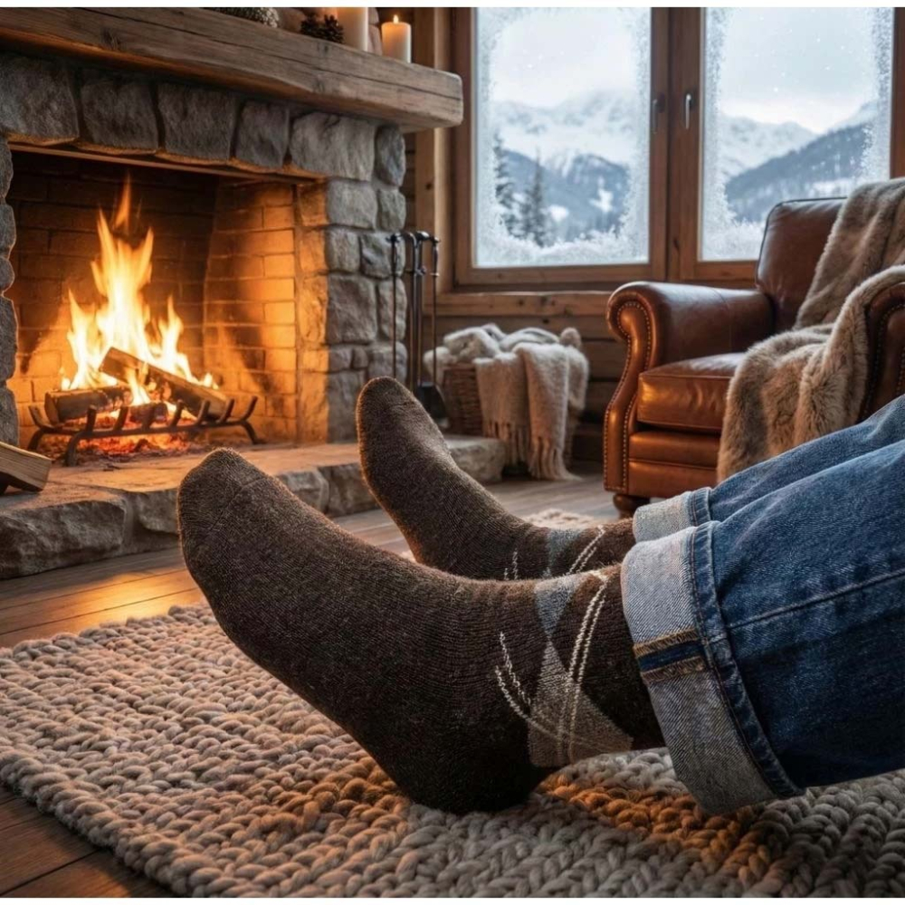 👍凱美棉業｜冬日必備🔥（男款）精緻保暖毛襪 防寒襪 保暖襪 毛襪 長襪 冬天襪-格紋款-細節圖6