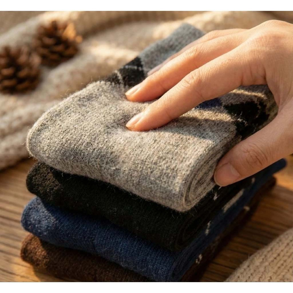 👍凱美棉業｜冬日必備🔥（男款）精緻保暖毛襪 防寒襪 保暖襪 毛襪 長襪 冬天襪-格紋款-細節圖7