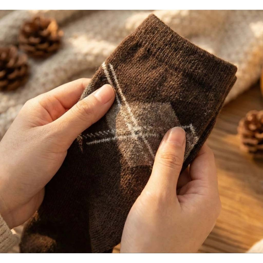 👍凱美棉業｜冬日必備🔥（男款）精緻保暖毛襪 防寒襪 保暖襪 毛襪 長襪 冬天襪-格紋款-細節圖8