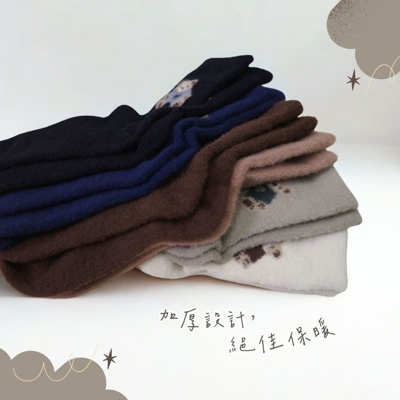 👍凱美棉業｜冬季限定暖暖羊羔絨襪-可愛小熊款 女款毛襪 冬日防寒襪-細節圖4