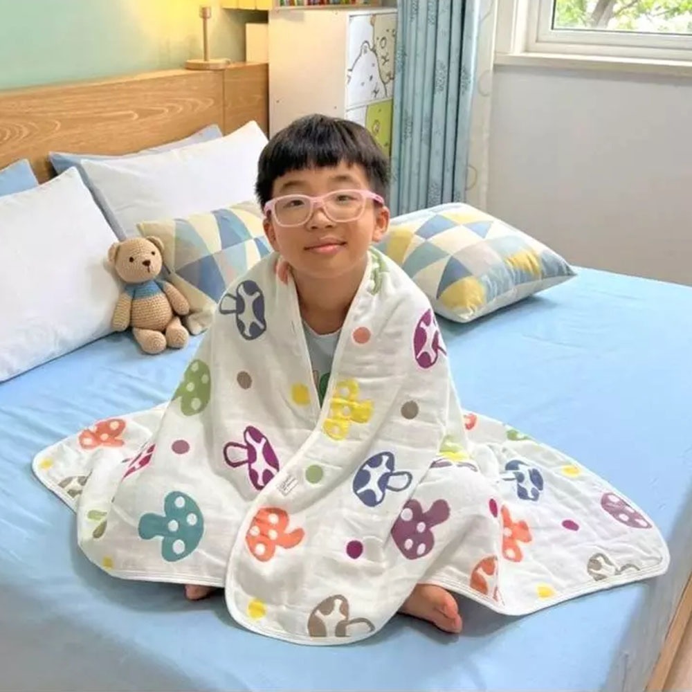 凱美棉業｜春夏限定 正六層紗 多用途空調被/紗布被/蓋毯 120x150cm-細節圖3