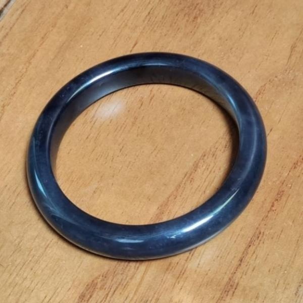 【賞】和田玉 青海料 帝王紫 泥鰍背平安鐲 內徑59+ 約19圍-細節圖7