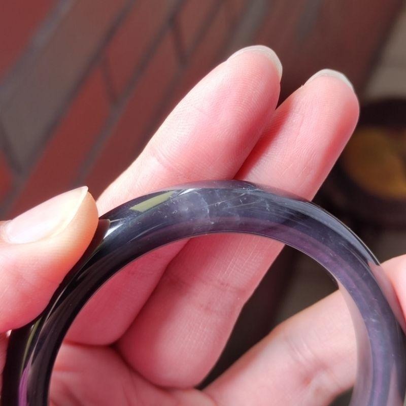 【賞】和田玉 青海料 帝王紫 泥鰍背平安鐲 內徑59+ 約19圍-細節圖8