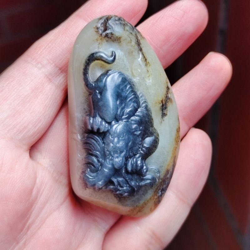 【賞】籽料 秋梨皮 下山虎 山水 擺件 雕件 手把件-細節圖4