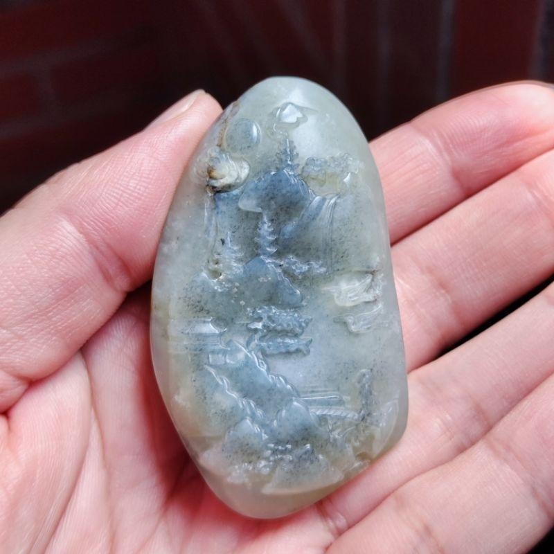 【賞】籽料 秋梨皮 下山虎 山水 擺件 雕件 手把件-細節圖5