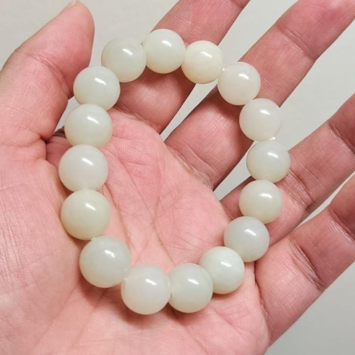 【珠串】和田玉 俄料 白色 暖白 手串 12+圓珠-細節圖2