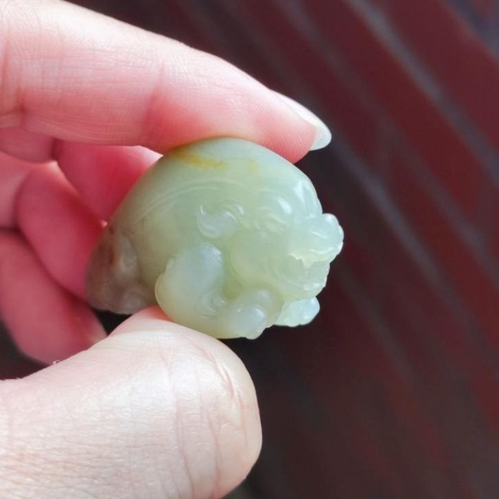 【賞】籽料 青白肉 小貔貅 灑金皮 手工雕-細節圖4