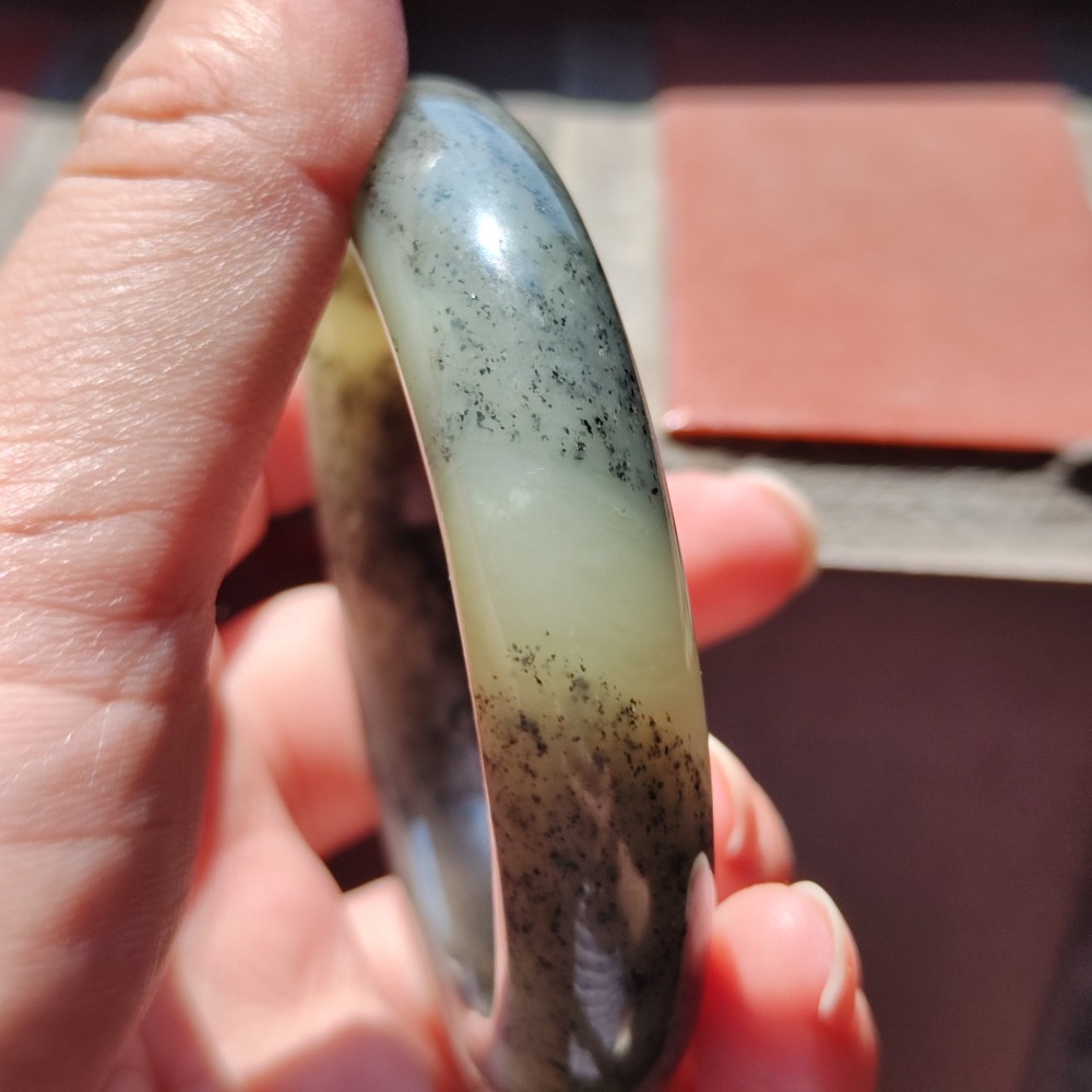 【鐲】和田玉 黃底青花 厚莊 手鐲 玉鐲 平安鐲 內徑59+mm-細節圖7