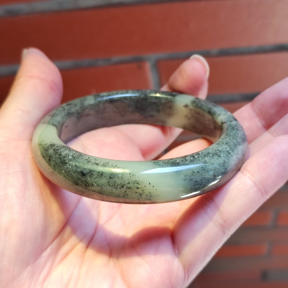 【鐲】和田玉 黃底青花 厚莊 手鐲 玉鐲 平安鐲 內徑59+mm-細節圖10