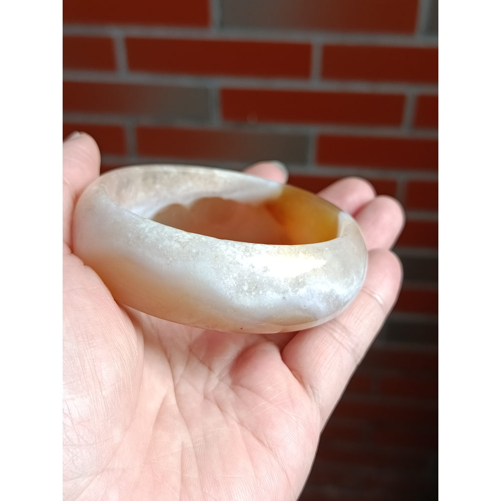 【瑪瑙】手鐲 藕色帶晶體  厚裝62+圈口-細節圖2