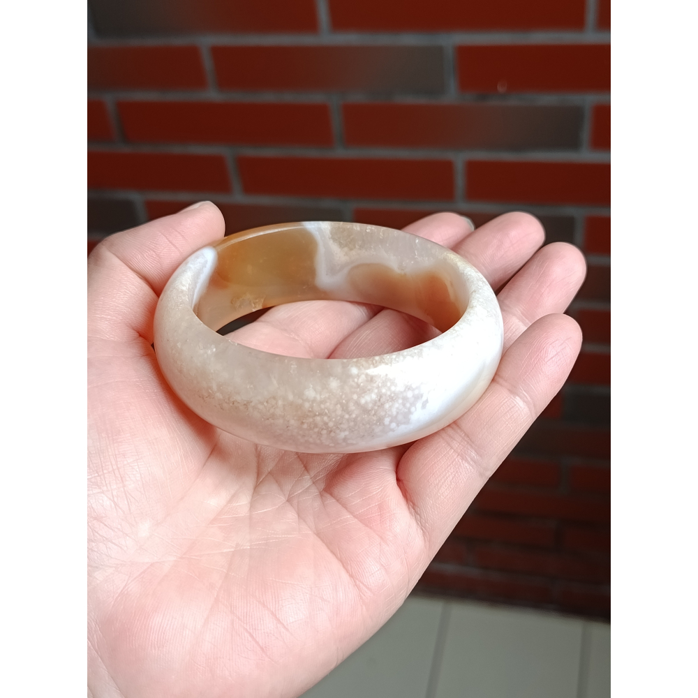 【瑪瑙】手鐲 藕色帶晶體  厚裝62+圈口-細節圖3