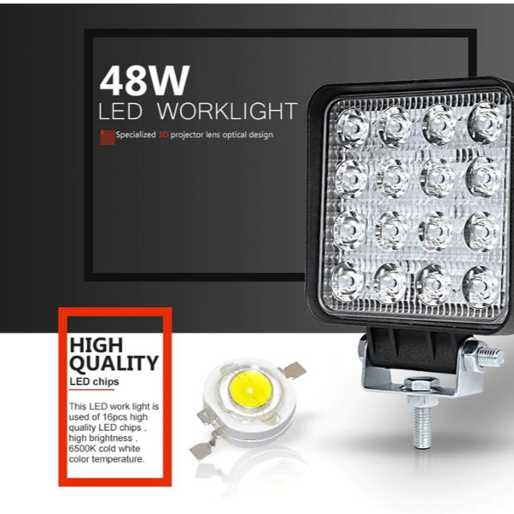 超低價 台灣晶片 含稅附發票【 48W 方型厚薄款】高亮度 防水耐用 LED工作燈 霧燈 探照燈 農用機 照輪燈 警示燈-細節圖4