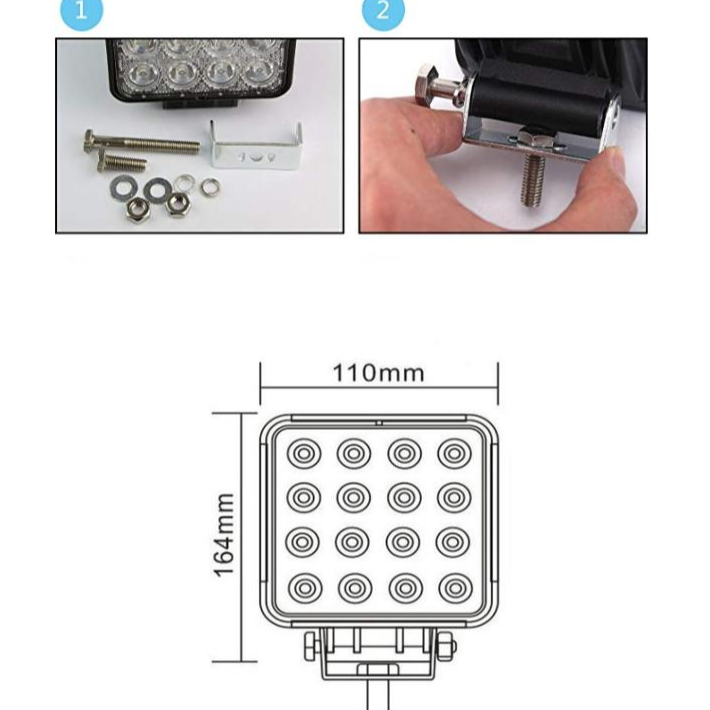 超低價 台灣晶片 含稅附發票【 48W 方型厚薄款】高亮度 防水耐用 LED工作燈 霧燈 探照燈 農用機 照輪燈 警示燈-細節圖5