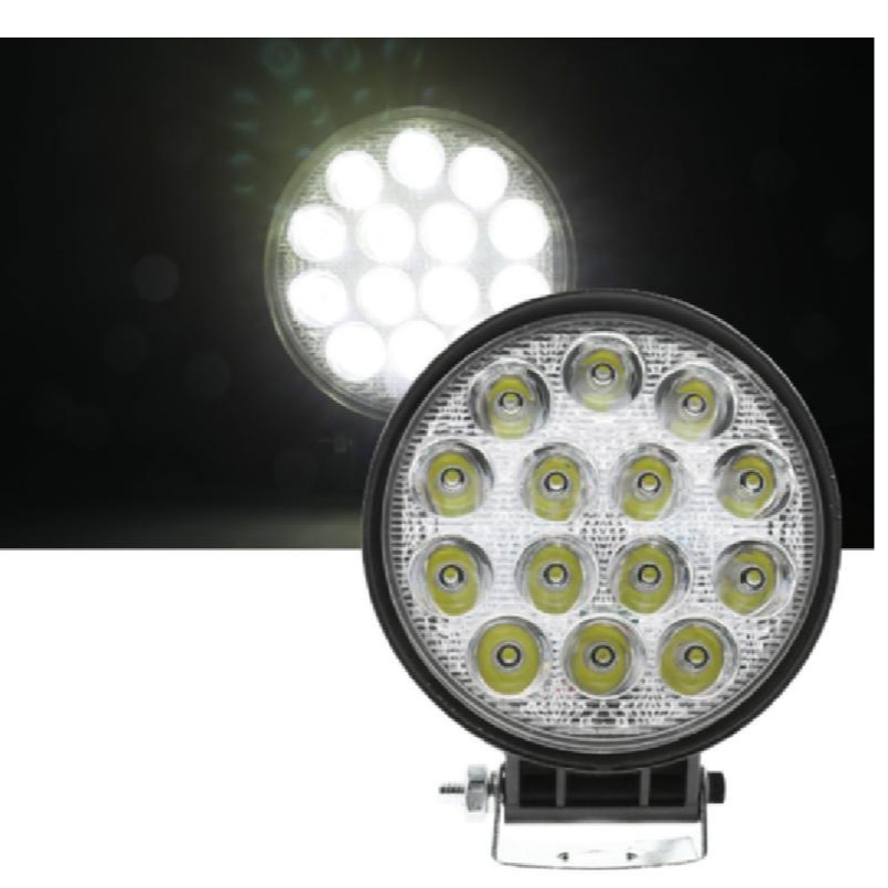 超低價 台灣晶片 含稅附發票【 42W 圓型厚薄款】高亮度 防水耐用 LED工作燈 霧燈 探照燈 農用機 照輪燈 警示燈-細節圖2