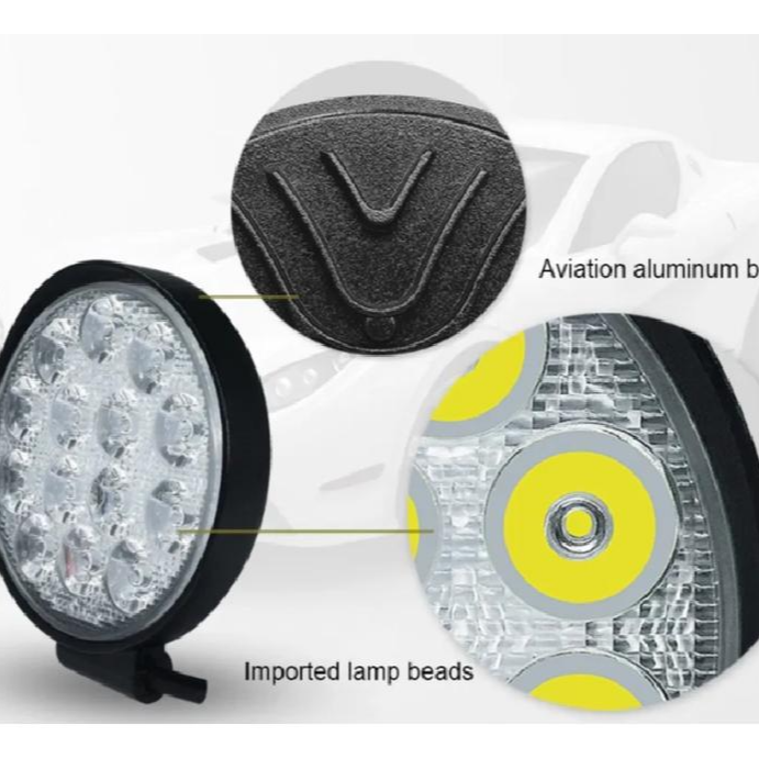 超低價 台灣晶片 含稅附發票【 42W 圓型厚薄款】高亮度 防水耐用 LED工作燈 霧燈 探照燈 農用機 照輪燈 警示燈-細節圖4