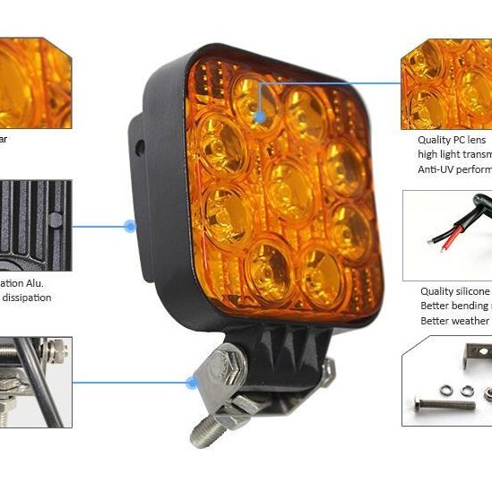 超低價 台灣晶片 含稅附發票【 27W 迷你方型】高亮度 防水耐用 LED工作燈 霧燈 探照燈 農用機 照輪燈 警示燈-細節圖4