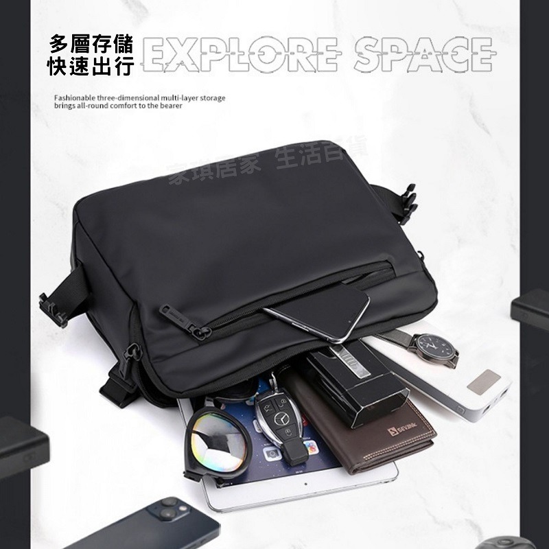 家琪居家 日系休閒郵差包 肩背包 斜背包 側背包 單肩包 郵差包男 包包男 單肩包男 男生包包 側背包男 斜背包男-細節圖3