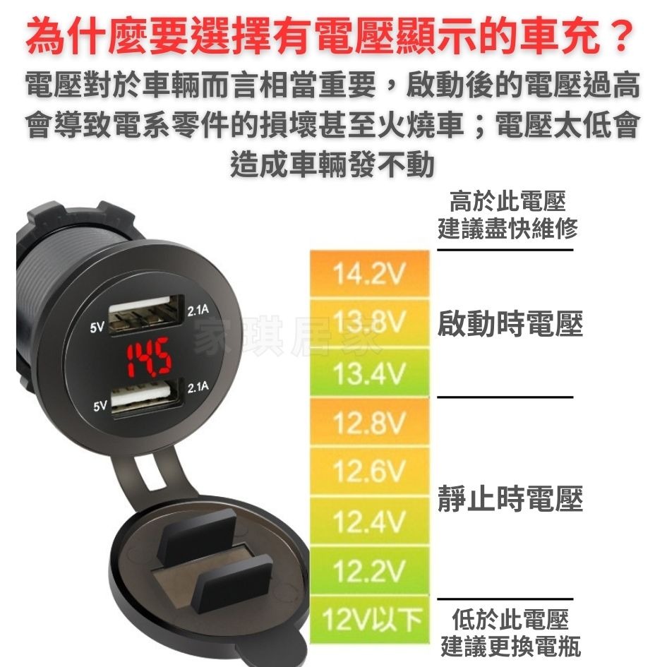 家琪居家 機車USB 機車車充 USB充電 電壓表 機車手機充電 摩托車USB 機車充電USB USB機車 車充-細節圖6