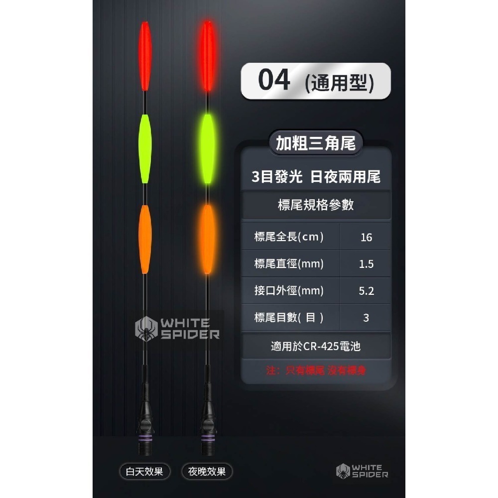 【W.S釣具-現貨供應】電子浮標、電子浮標替換尾、咬餌變色尾、磯釣尾、玻纖硬尾、DIY浮標尾、蝦標、池釣浮標、台灣現貨-規格圖9