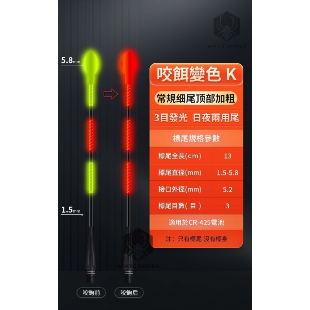【W.S釣具-現貨供應】電子浮標、電子浮標替換尾、咬餌變色尾、磯釣尾、玻纖硬尾、DIY浮標尾、蝦標、池釣浮標、台灣現貨-規格圖9
