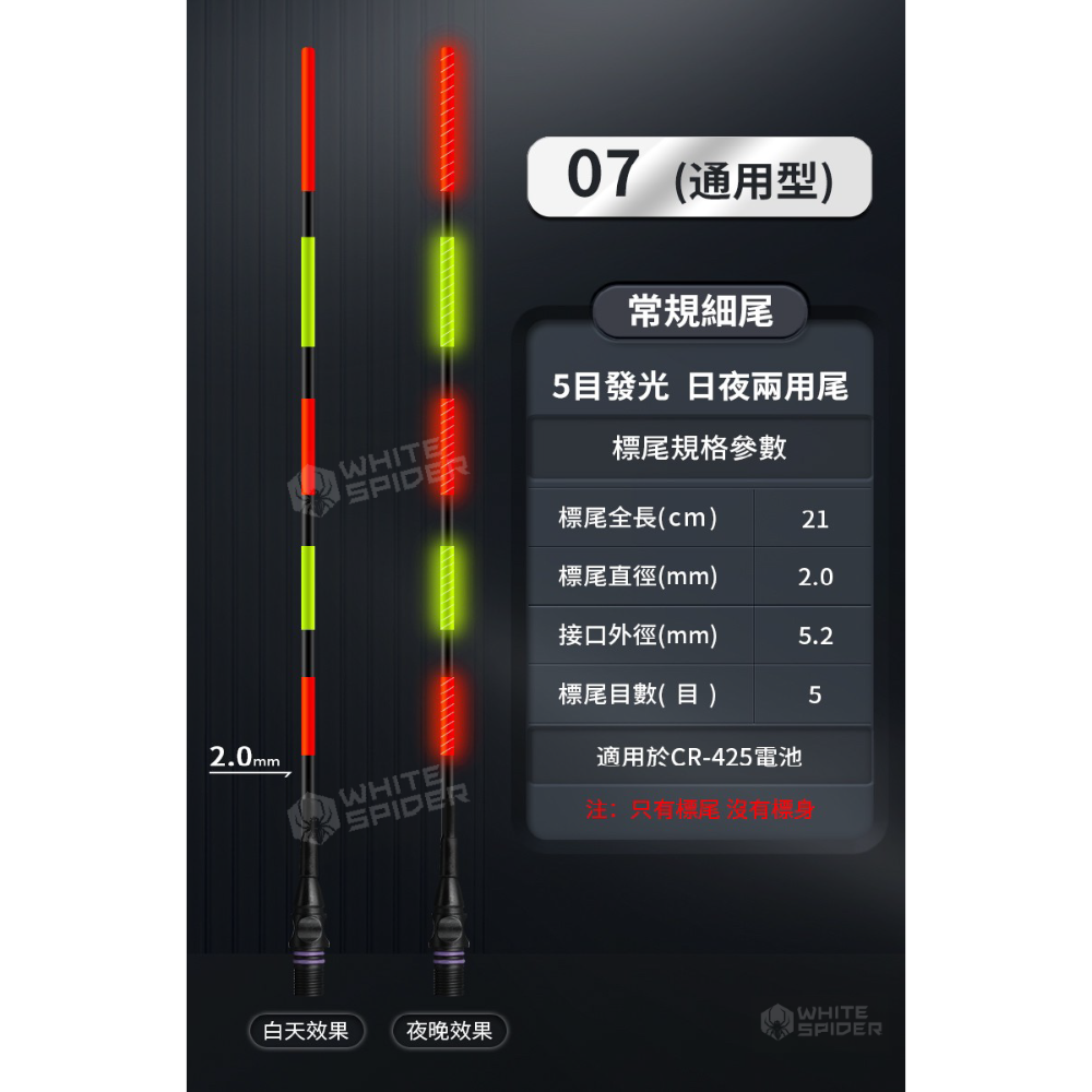 【W.S釣具-現貨供應】電子浮標、電子浮標替換尾、咬餌變色尾、磯釣尾、玻纖硬尾、DIY浮標尾、蝦標、池釣浮標、台灣現貨-規格圖9