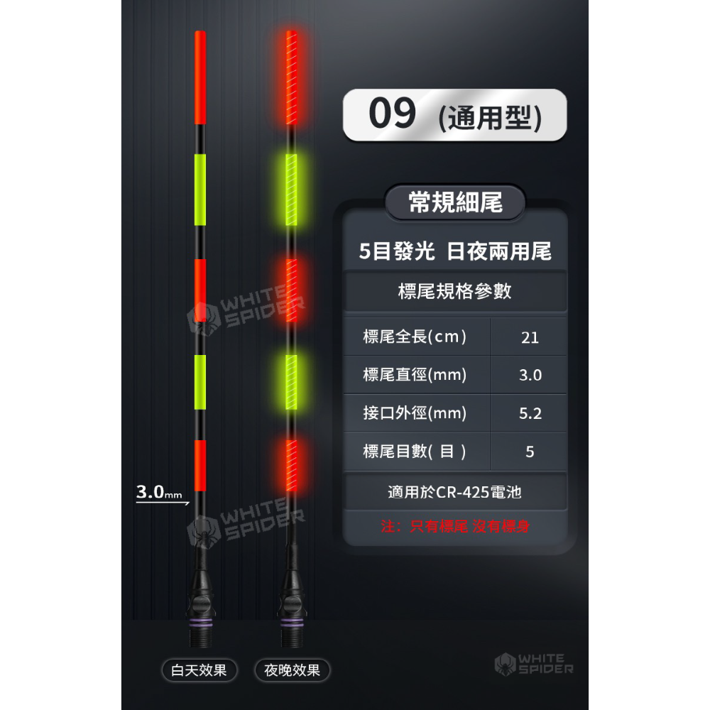 【W.S釣具-現貨供應】電子浮標、電子浮標替換尾、咬餌變色尾、磯釣尾、玻纖硬尾、DIY浮標尾、蝦標、池釣浮標、台灣現貨-規格圖9