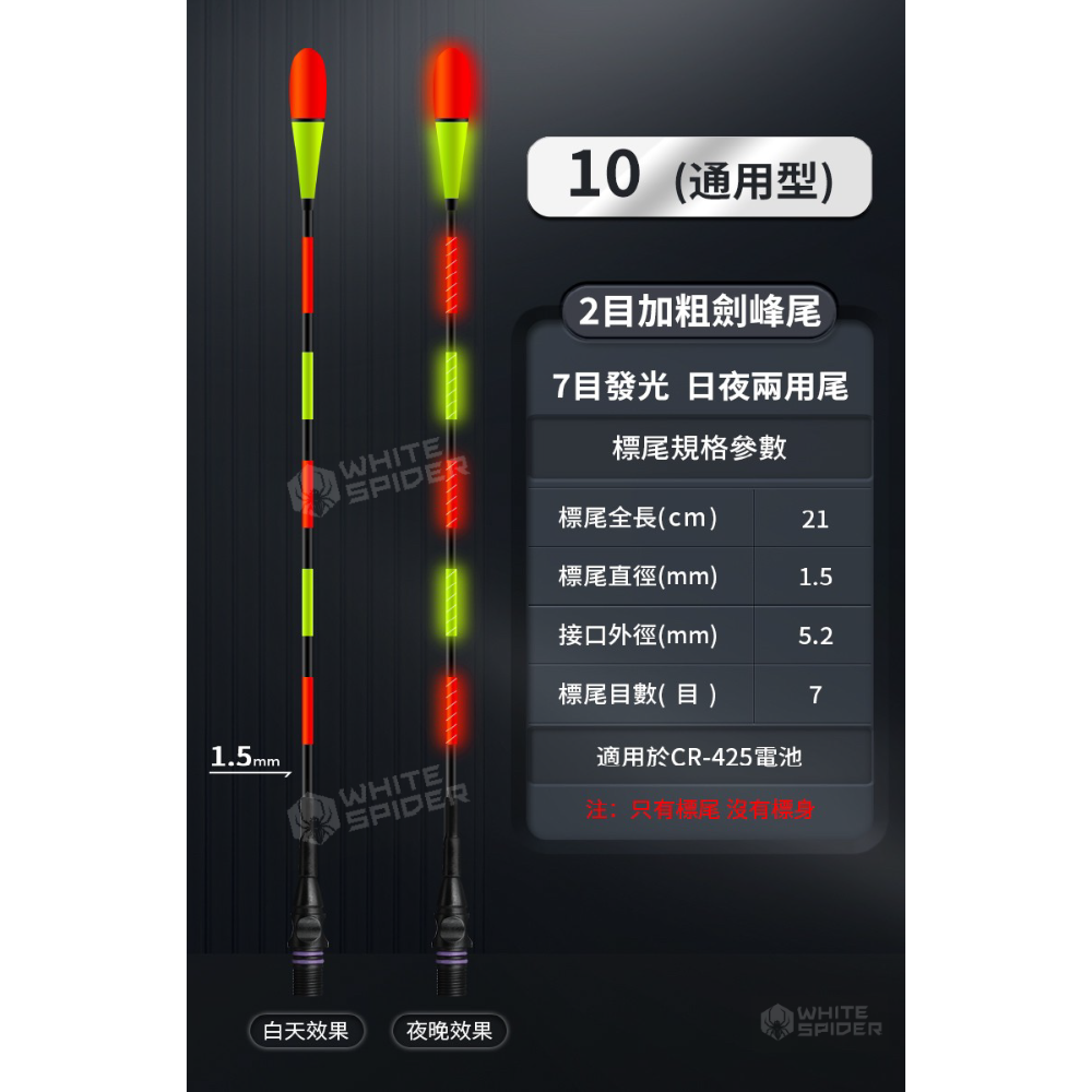 【W.S釣具-現貨供應】電子浮標、電子浮標替換尾、咬餌變色尾、磯釣尾、玻纖硬尾、DIY浮標尾、蝦標、池釣浮標、台灣現貨-規格圖9